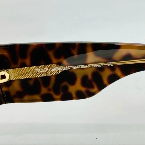 Dolce & Gabbana Leopard Oversized Sunglasses Gold Temple Made Italy w/ Case - Picture 10 of 11